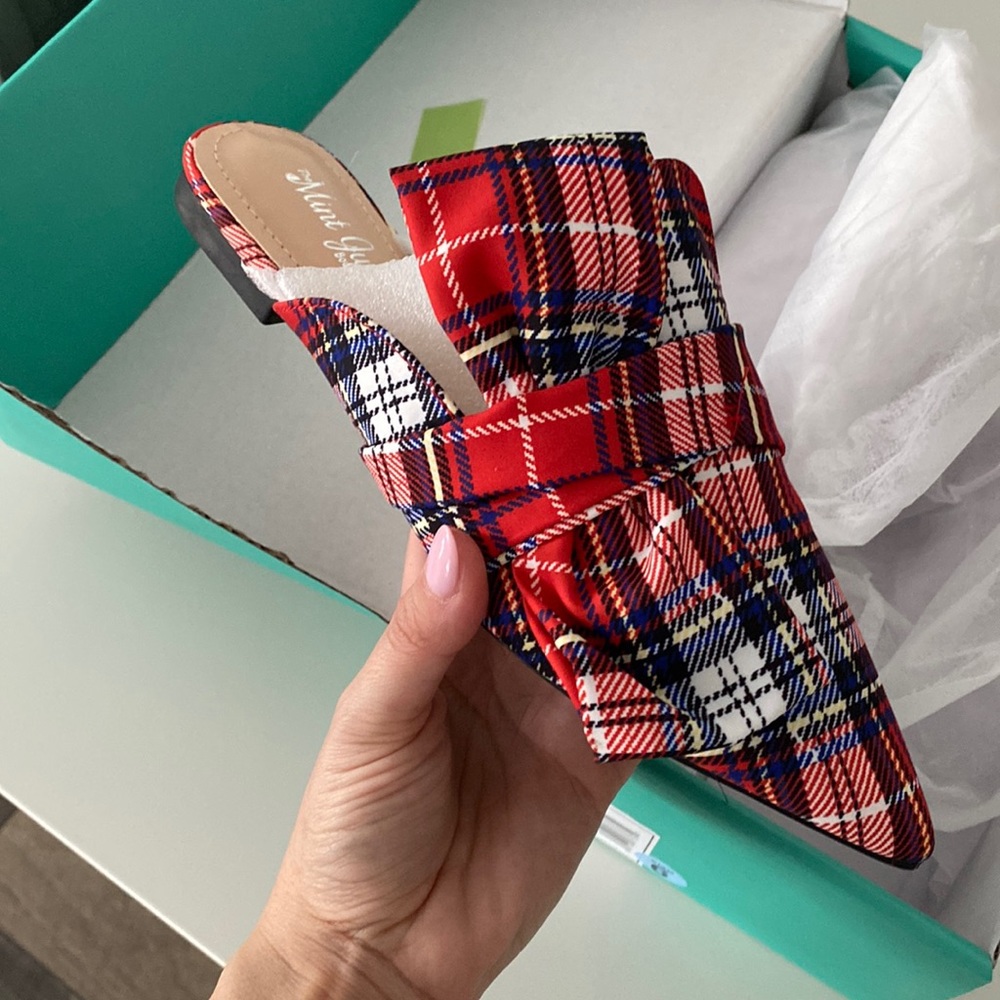 Mint Julep Plaid Mules